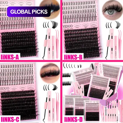 60D/80D/100D Mixed Length Individual False Eyelashes Kit, DIY Eyelash Set, Self-Grafting DIY Eyelash Cluster Fluffy Curly Cluster Lashes for Eyelash Extensions, Eye Makeup Cosmetic Kit #GLOBAL PICKS