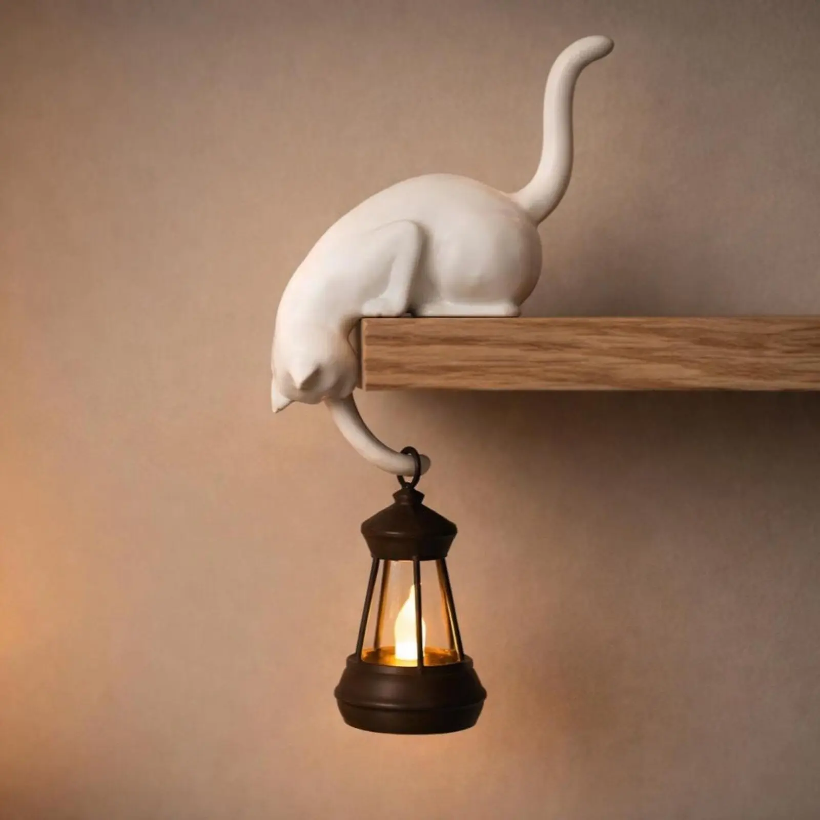 Cat Shelf Hook with Lantern, Playful Cat Decor, Cozy Ambiance Light, Black Cat Wall Decor, Cat Lover Gift, Rustic Farmhouse Decor, Whimsical Cat Art, Hanging Shelf Accent, Gothic Cat Decor, Entryway Wall Hook, Room Accessories, Decor Hooks
