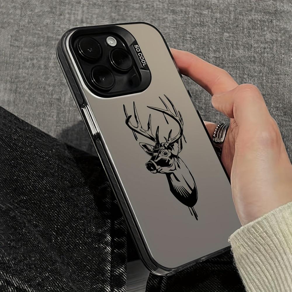 Phone case for iPhone 16 Pro Max 15 Plus 14 13 12 11 XR XS Line Deer Head Pattern Anti-Scratch Shockproof Pocket-Friendly durable Cover