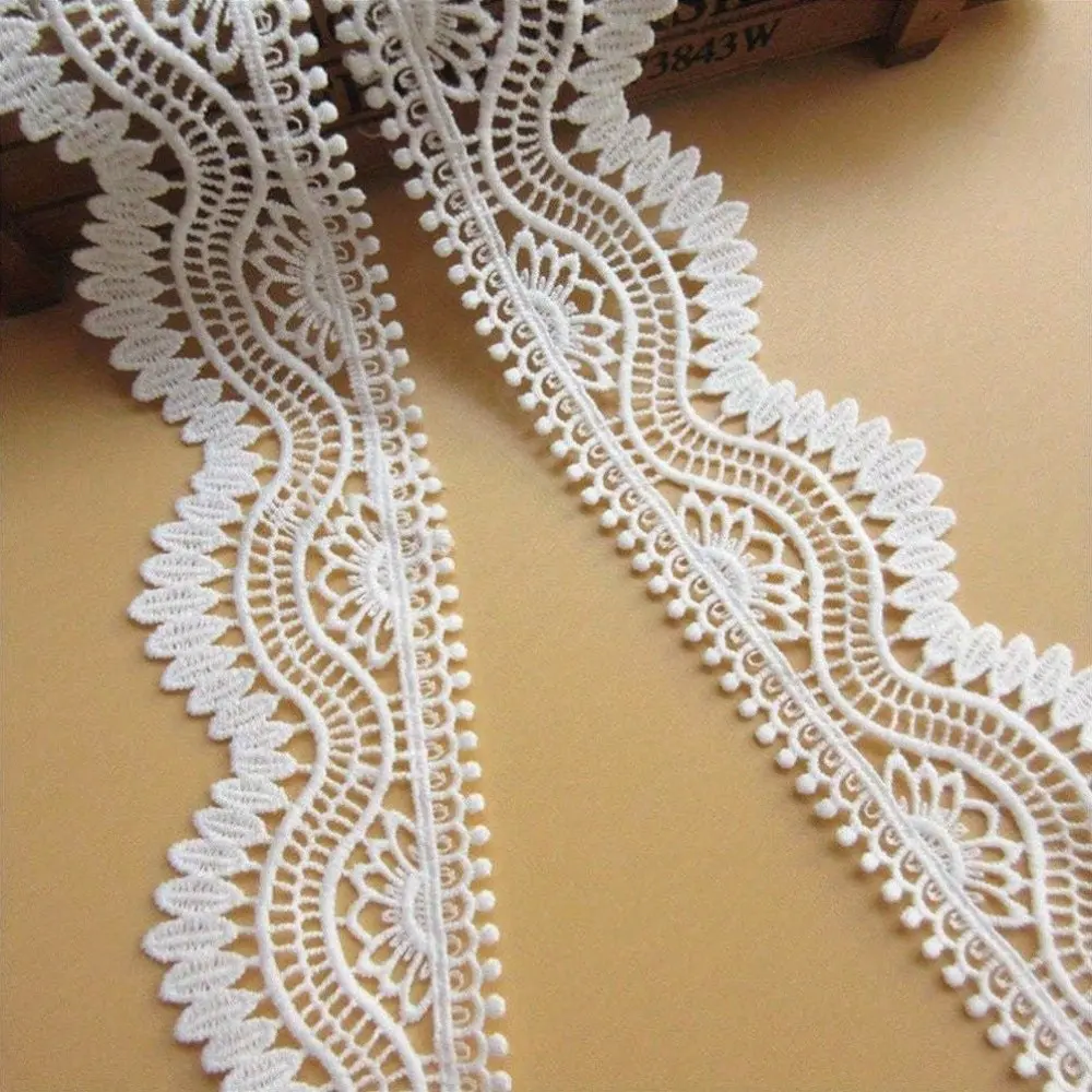 Elegant Embossed Lace Trim, Embroidered Lace, Vintage Water-Soluble Floral Embroidery, 2.04 Inch Wide, Handmade DIY Decor, Ideal for Dresses, Shoes, Hats, Curtains