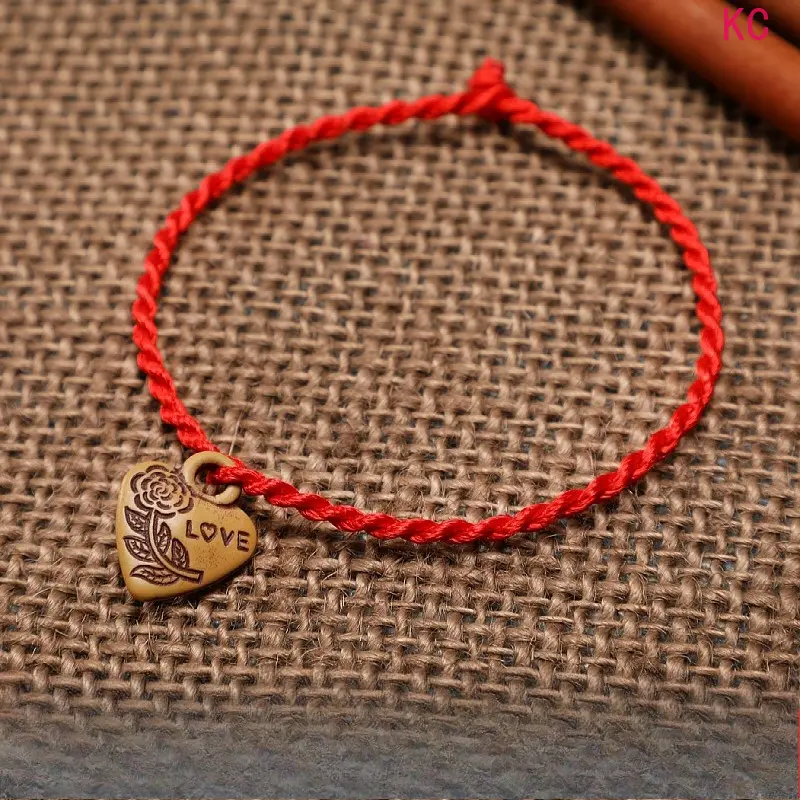Handmade Woven Red String Bracelets With Imitation Wood Resin Charms, Minimalist Trendy Hand Jewelry, Small Decor Gifts For Online And Physical Shop Daily Customer Matching