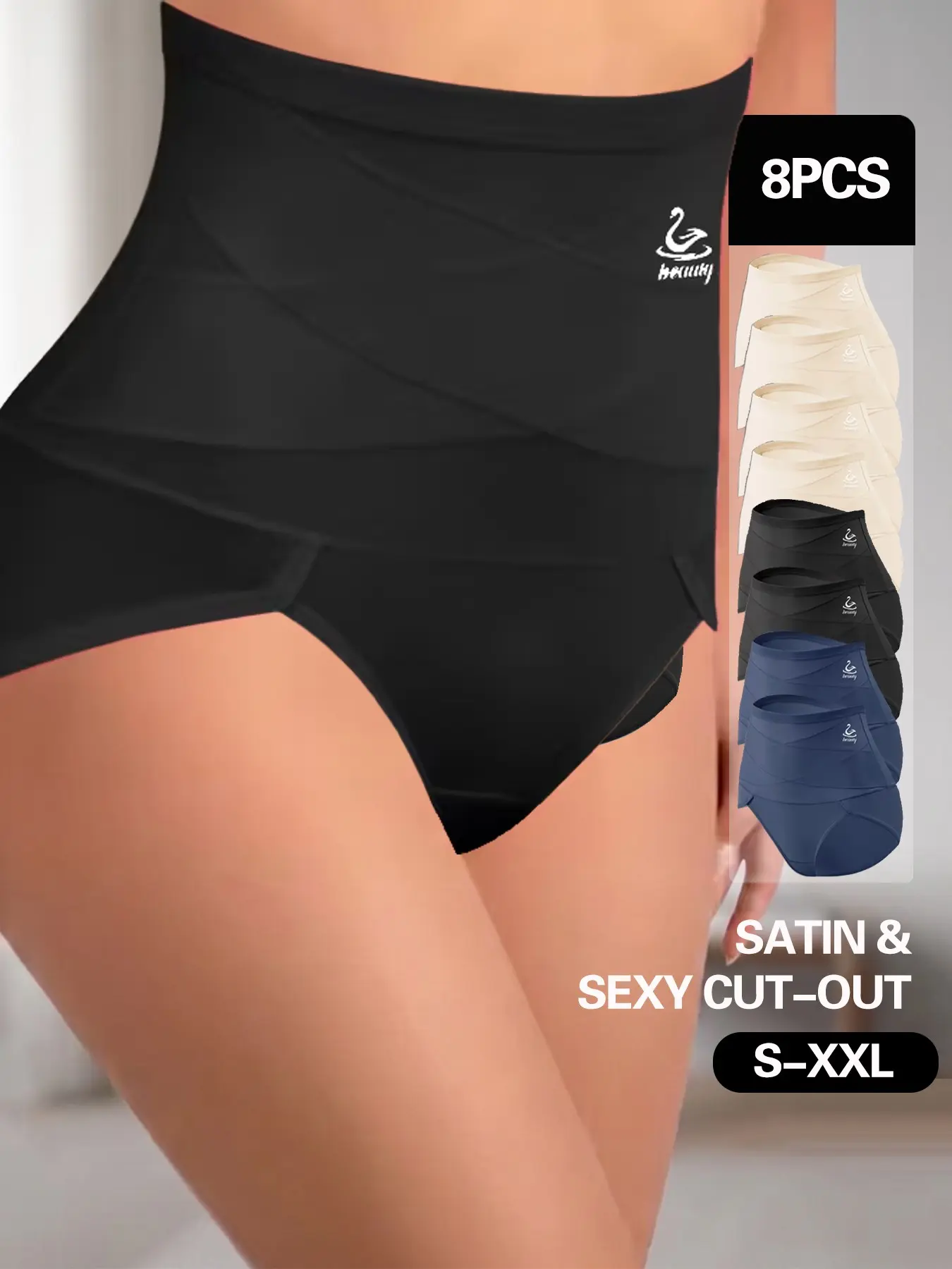 8pcs Women's High-Waisted Seamless Briefs, Breathable Soft Triangle Panties, Ideal for Modern Body Management, Daily Wear Comfort