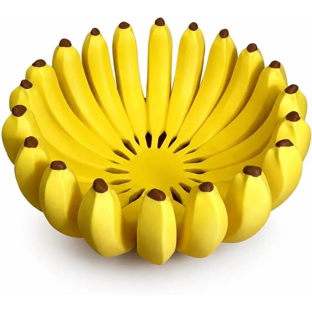 Creative Banana Shaped Fruit Bowl, Decorative Ceramic Fruit Basket for Kitchen Counter, Unique Food Storage Organizer for Fruits Snacks Cosmetics, Cute Home Decor Centerpiece(Large 10cm)