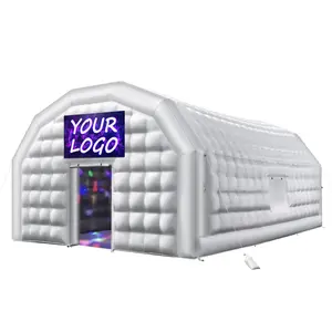 VEVOR Inflatable Nightclub, 29.5x 19.7x 13.1 ft Inflatable Party Tent with 1100W Blower Sandbag, Blow up Night Club with 2 Windows, Air Cube House for Event Birthday Wedding Party, White