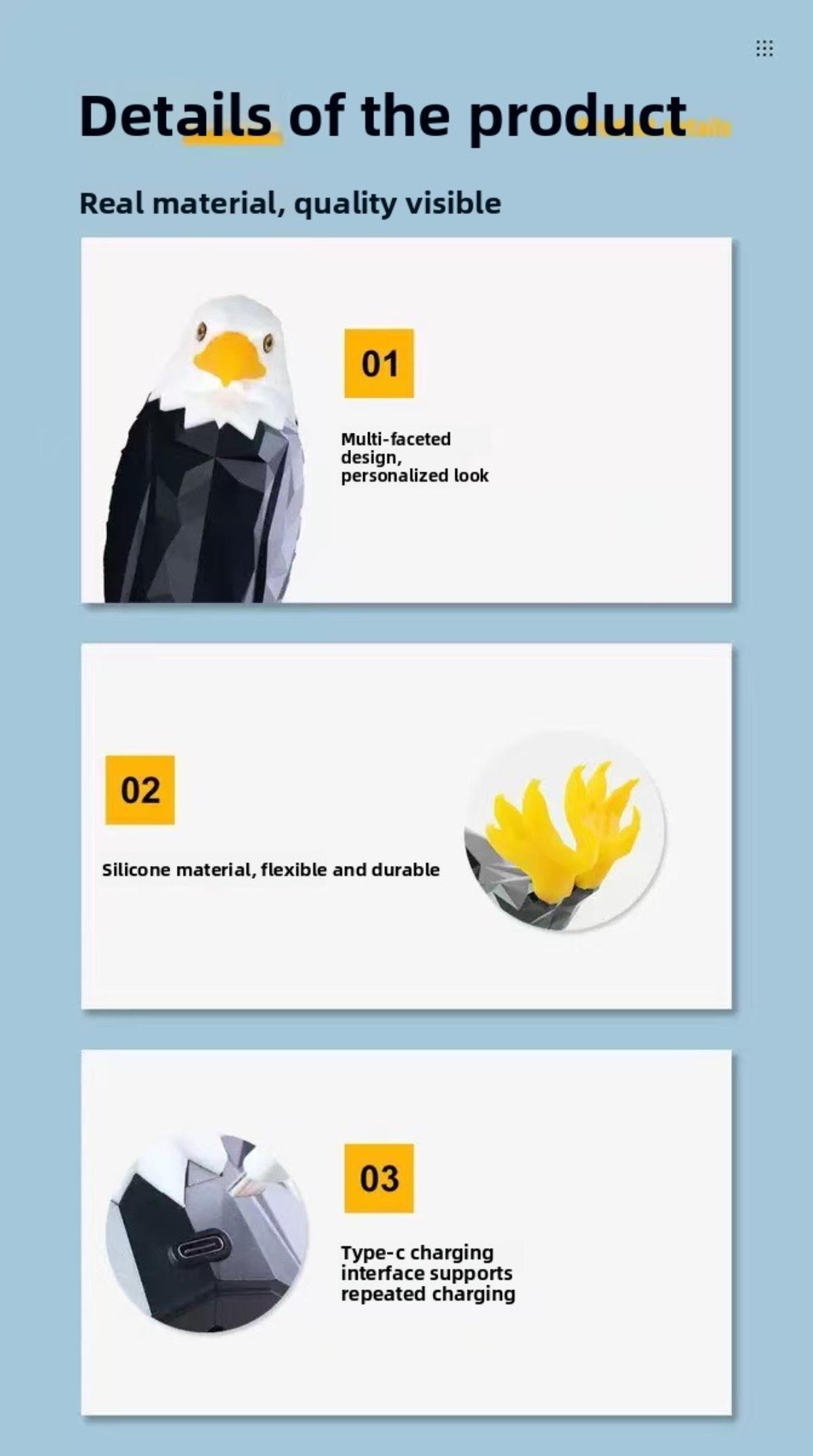 Smart Motion Sensor Bald Eagle Night Light| Remote Control RGB Wall Lamp| No Drilling Magnetic Installation For Bedroom Corridor Hallway Smart Motion Sensor Bald Eagle Night Light| Remote Control RGB Wall Lamp| No Drilling Magnetic Installation For Bedroom Corridor Hallway