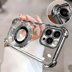 Compatible with iPhone17promax/16pro/15plus/14/13/12/11&S26Uitra/S25plus/S24FE/S23/S22 | Premium Clear Electroplated Phone Case with Ring Holder, 4-Corner Shockproof & Full Camera Protection HNL0091