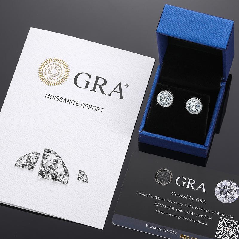 [D1 E103 ] S925 Halo VVS Round Cut Synthetic Moissanite Stud Earrings Screw Back Halo Synthetic Moissanite Earrings Jewelry Perfect Birthday Gift Men's Women's Silver Studs Gold Studs Wedding Set E103