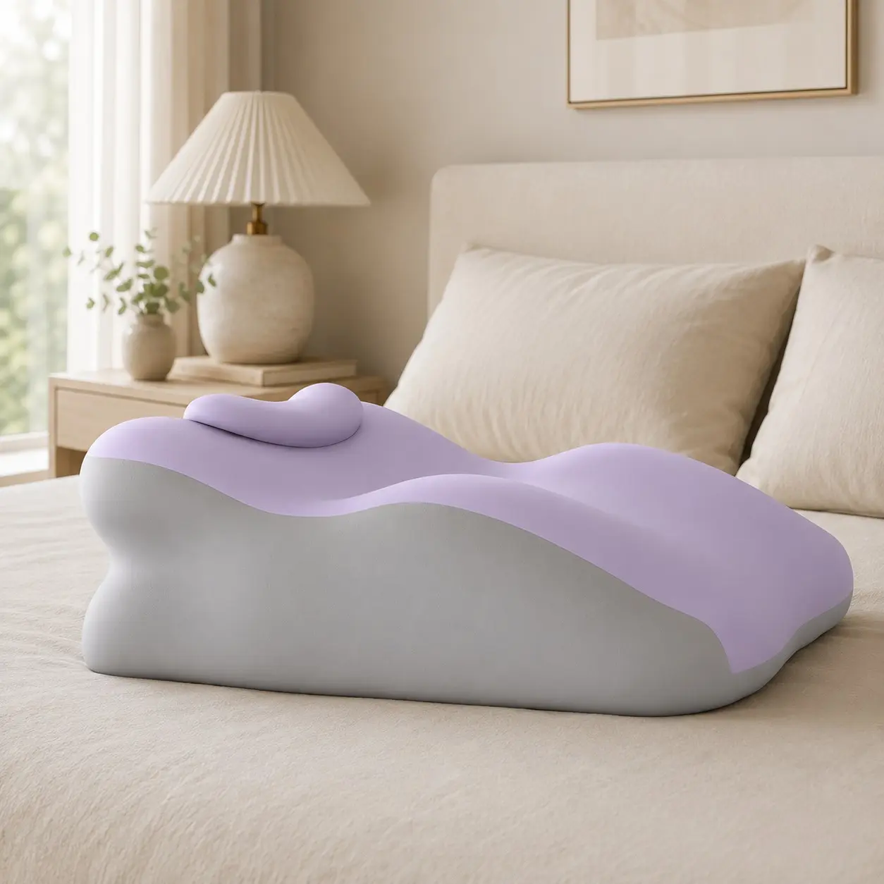 Double-Sided Home Support Cushion with Small Pillow, Multi-Arc Design, Washable Cover, Durable Surface, Comfortable for Long Sitting