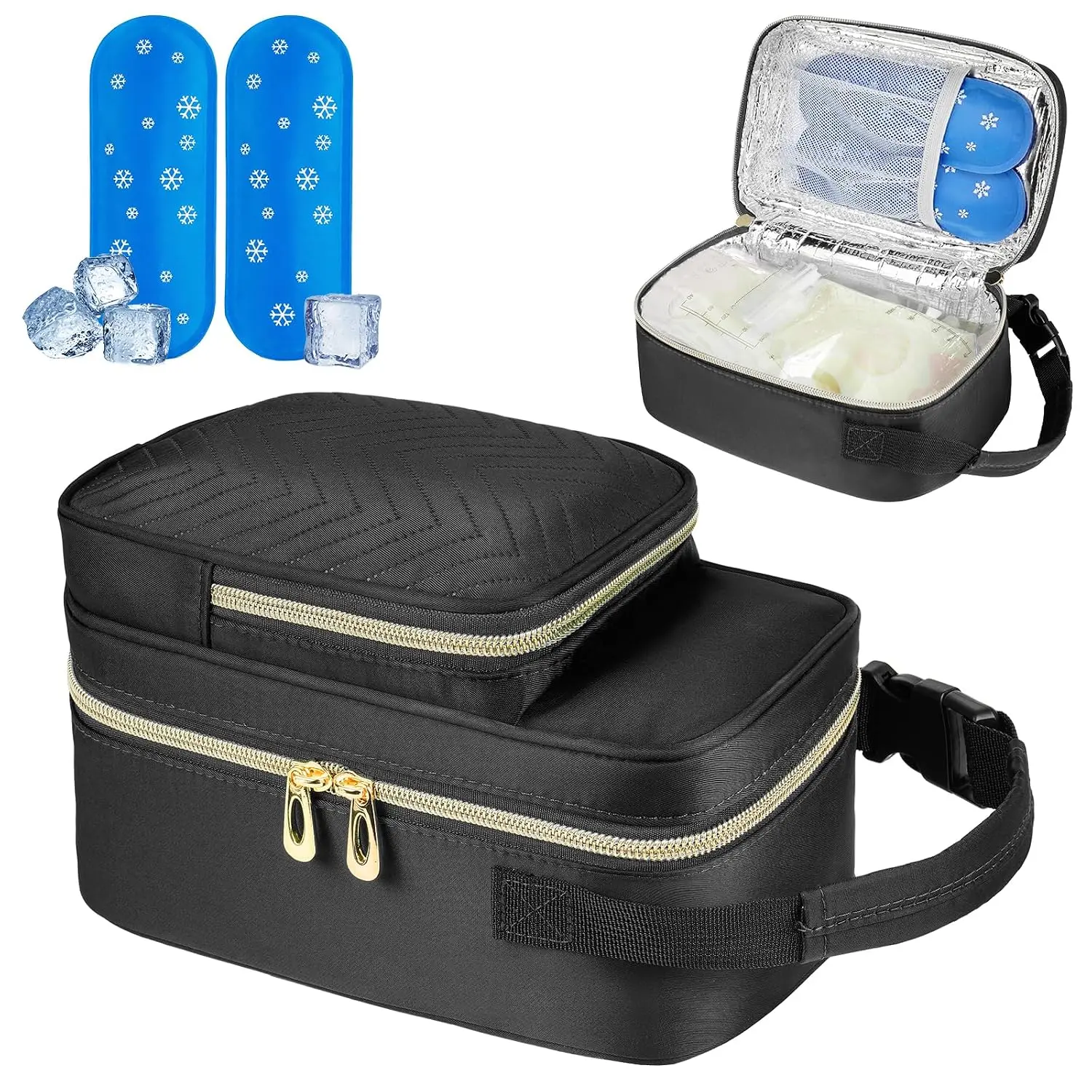 ZIOZERTT Breastmilk Cooler Travel bag with Ice Pack,Portable Breastmilk Cooler Bag with Buckle Handle,Insulated Breastmilk Storage Bag Cooler