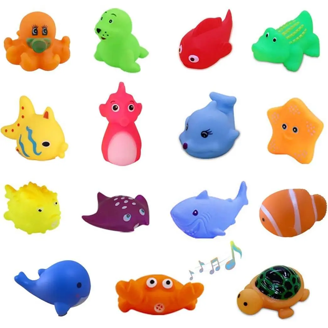 Preschool Bath Toys Rubber Floating Baby Wash Shower Toy for Toddlers Kids Party Decoration 15 Pcs (Sea Animal)fidget toys