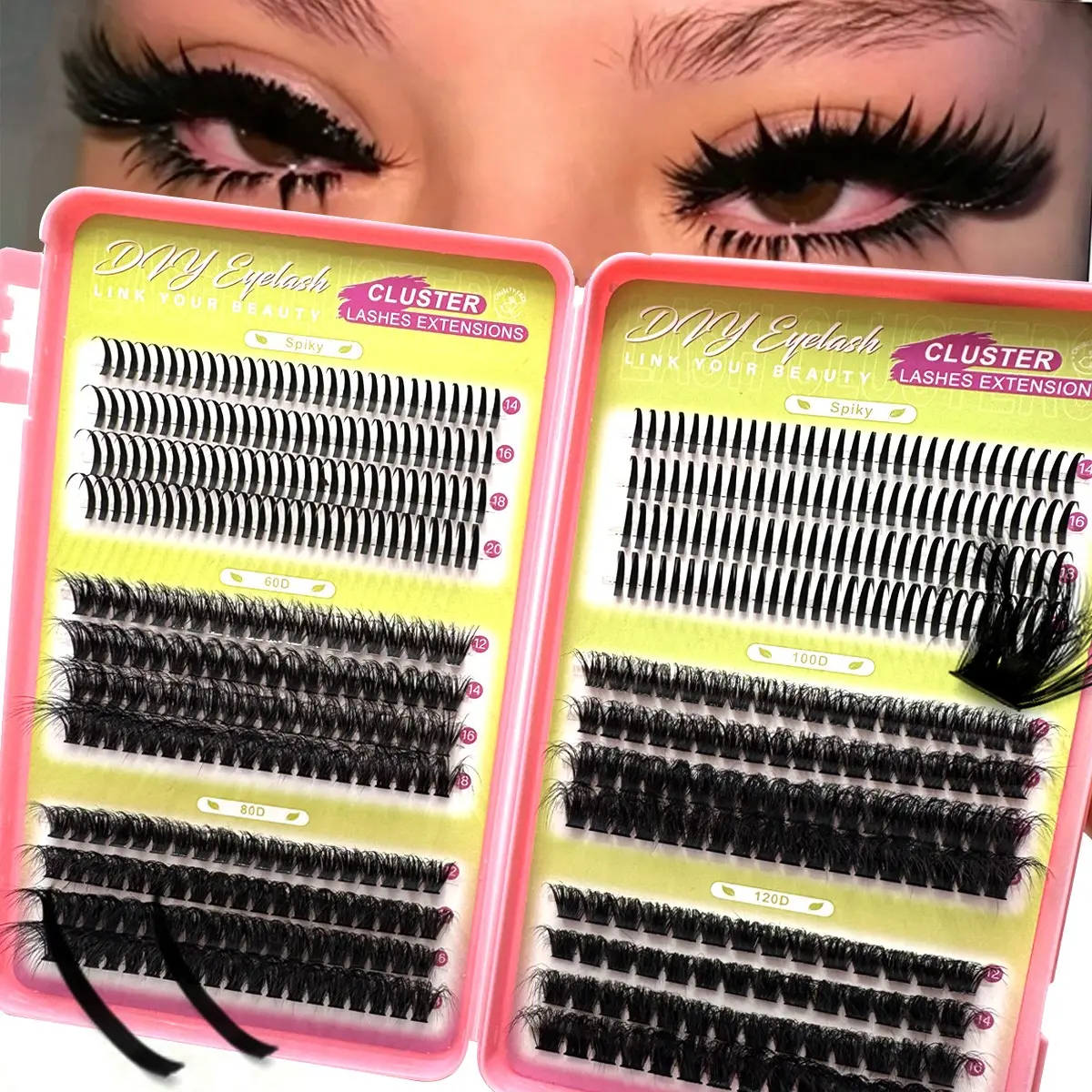 524/464 D Curl Fluffy False Eyelashes Set, Mixed Density, Reusable, Natural 3D Eye Makeup, Perfect for Parties and Events