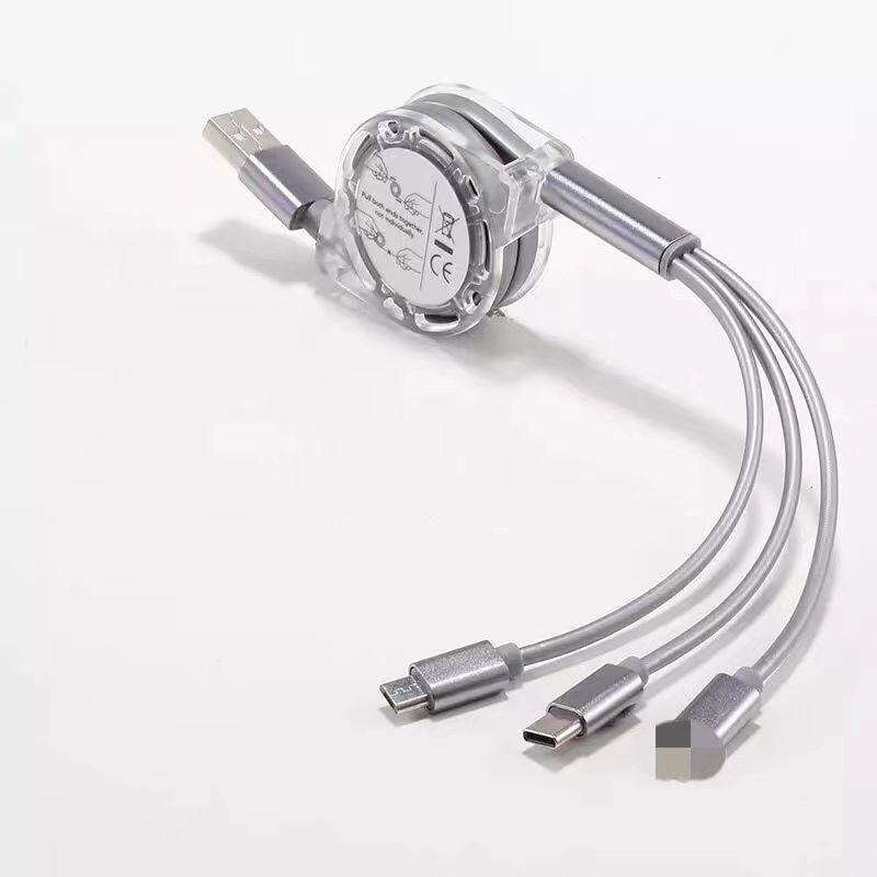 3 in 1 Retractable USB Cable, 1 Count Multipurpose 1M Data Cable, Charging Cable for Android Phone Type C Portable / Micro USB, Phone Accessories 3 in 1 Retractable USB Cable, 1 Count Multipurpose 1M Data Cable, Charging Cable for Android Phone Type C Portable / Micro USB, Phone Accessories