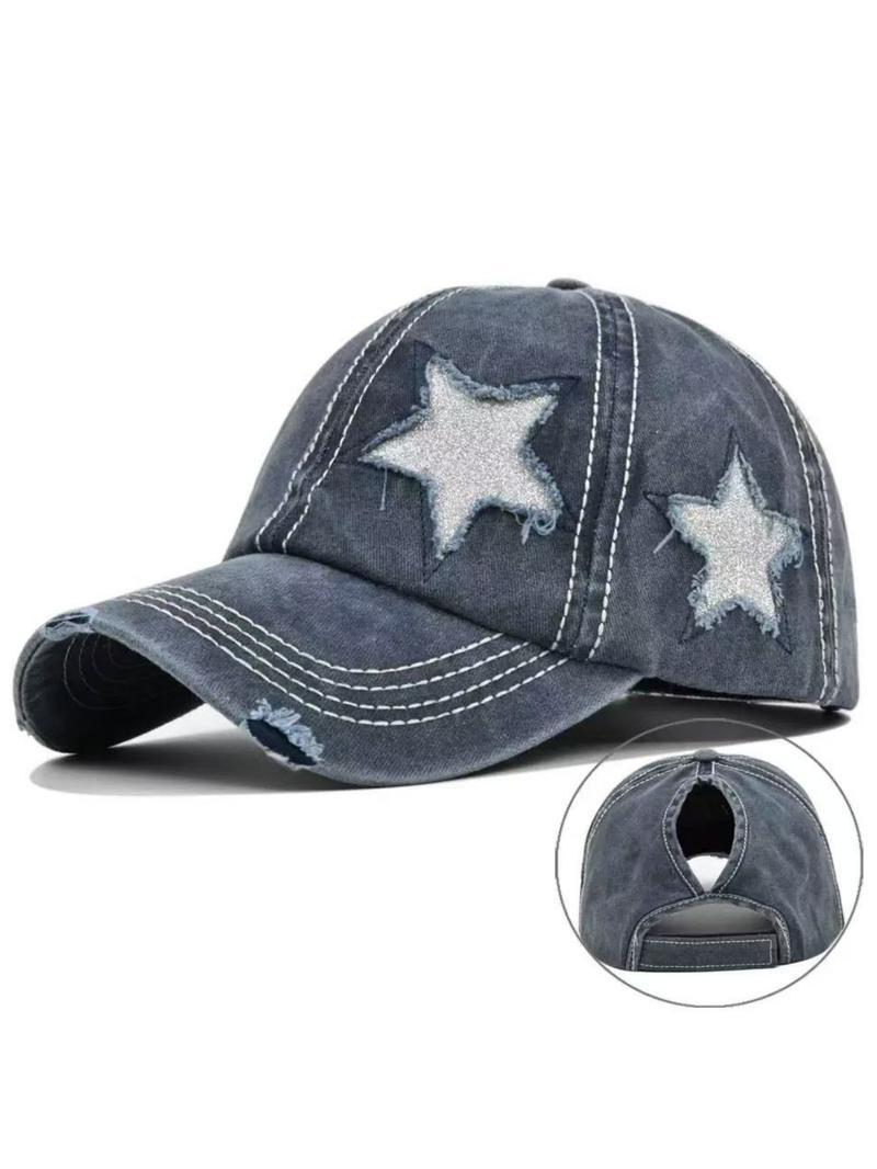 Star Decor Baseball Cap, Adjustable Sun Protection Hat for Men & Women, Casual Outdoor Sports Hat for Daily Wear