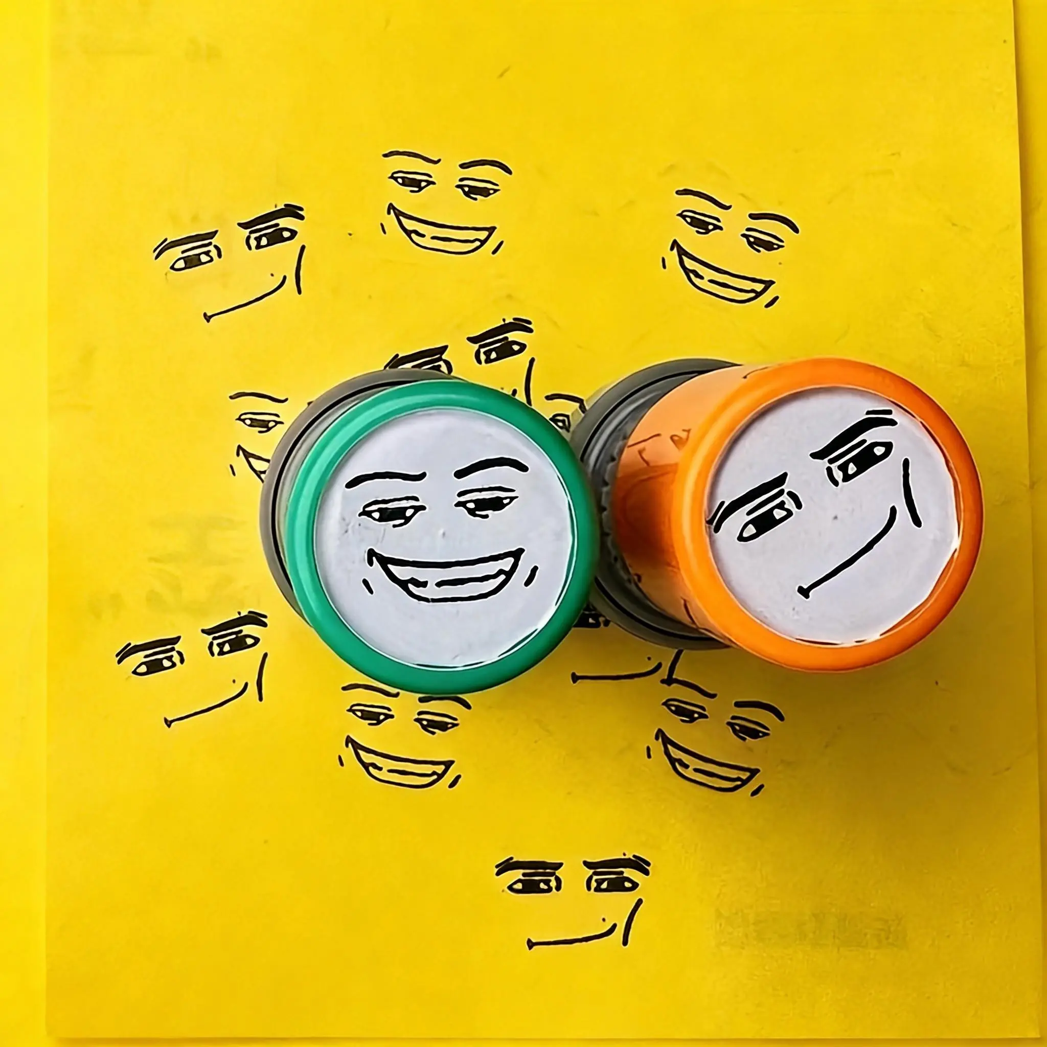 2pcs Emoji Stamps, Cute Funny Ink Stamps, Fun Emoji Stamps for Office Use, Label and Instruction Stamps, Interesting Emoji Stamps, Stamp Set