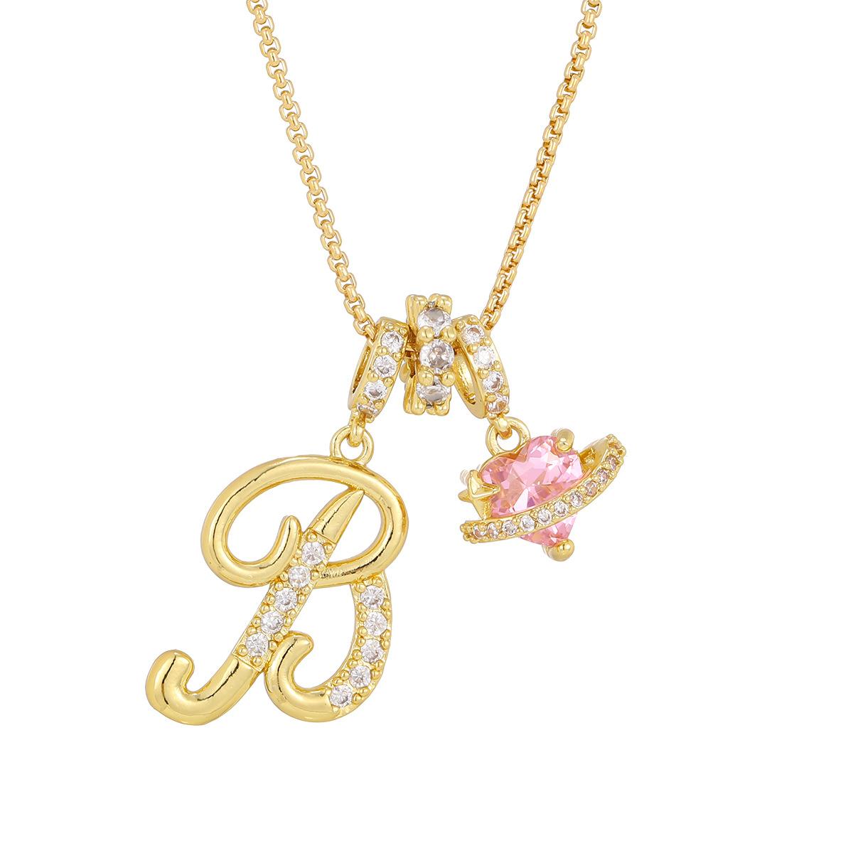 Initial Heart Necklace for Women | 18K  Plated | Pink Cubic Zircon Pendant with Diamond Inlaid Letter | Fashion Luxury Jewelry | Perfect Gift for Christmas, Birthdays, Anniversaries & All Holiday Occasions