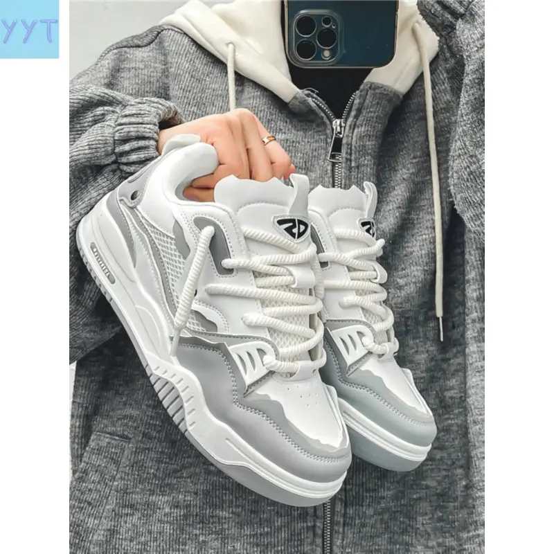 YYT1 Y2K Chunky Platform Sneakers - Platform Lace Up, Multi-Color Block Design, Breathable Mesh Upper, Thick Sole Height Boost, Non-Outsole - Perfect Fashion, Hypebeast Outfits & Casual Outings - Unisex Trendy Skate Shoes, Shoes
