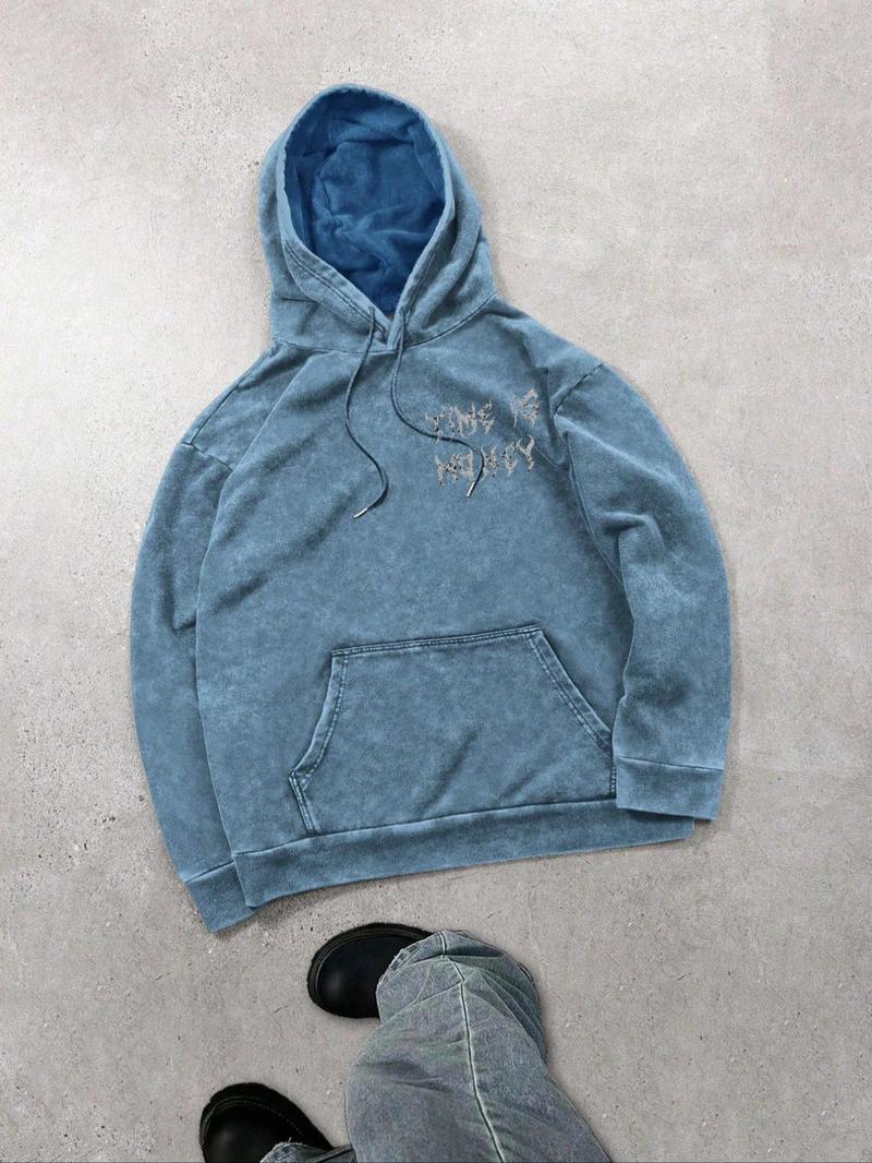 Men's Regular Fit Graphic Print Hoodie, Casual Comfy Hooded Sweatshirt for Daily Wear, Men's Clothes for Winter, Cotton