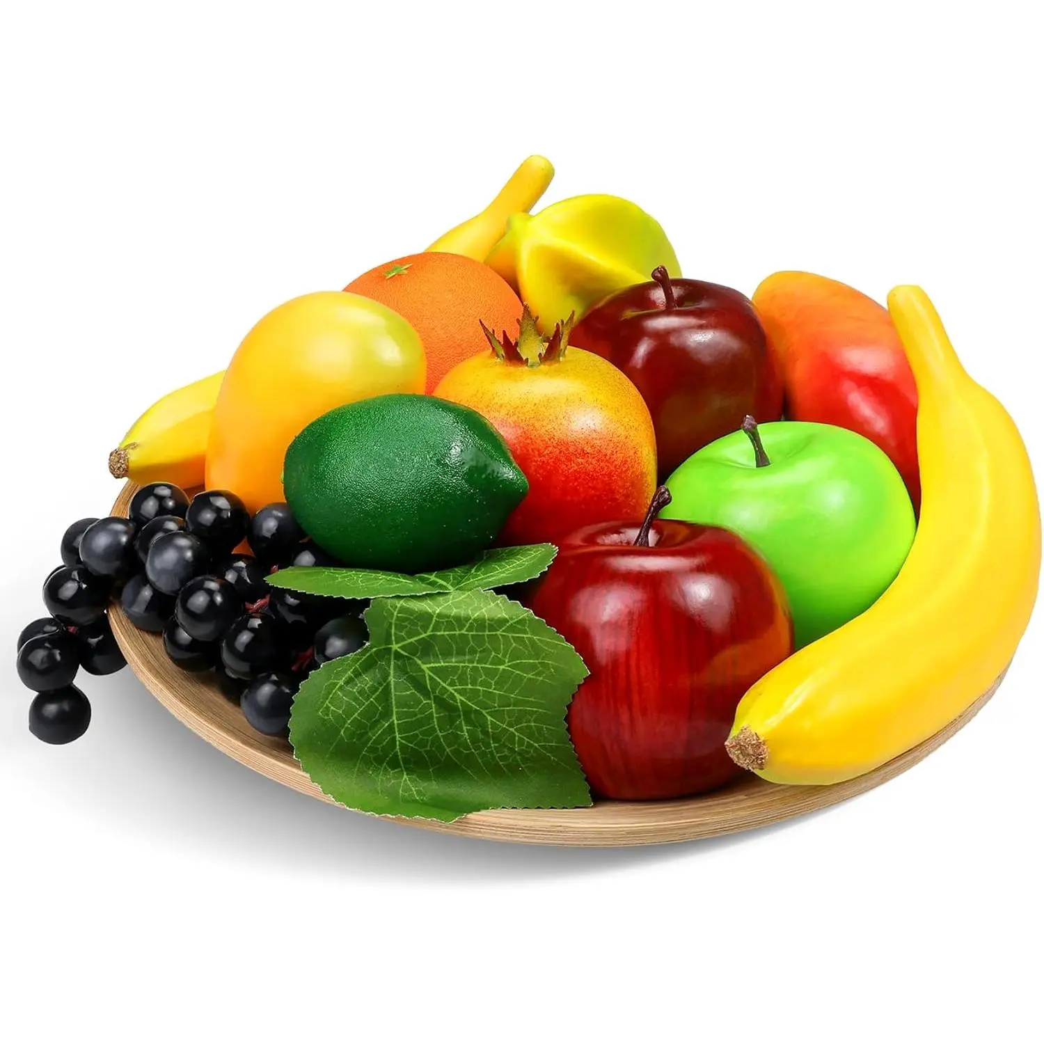 12 count Artificial Fruits,  Fruit Decoration Realistic Faux Fruit Display, Imitation Fruit for Decor  Fruit Basket,  Apples Banana Orange Grape Mango Pomegranate