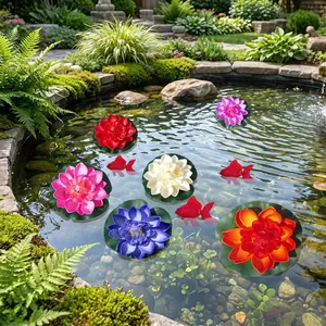7-Piece Set, 4 Eva Floating Lotus Flowers with 3 Plastic Goldfish, Home Decor, Fish Tank, Pond Decoration, Perfect Gift for Holidays