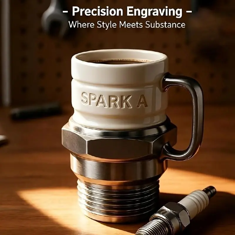 Spark Plug Shaped Mug, Car-Themed Coffee Mug, Mechanic Boyfriend Gift, Heat-Resistant Men's Mug, Dual-Purpose Coffee/water Cup, Novelty Coffee Mug