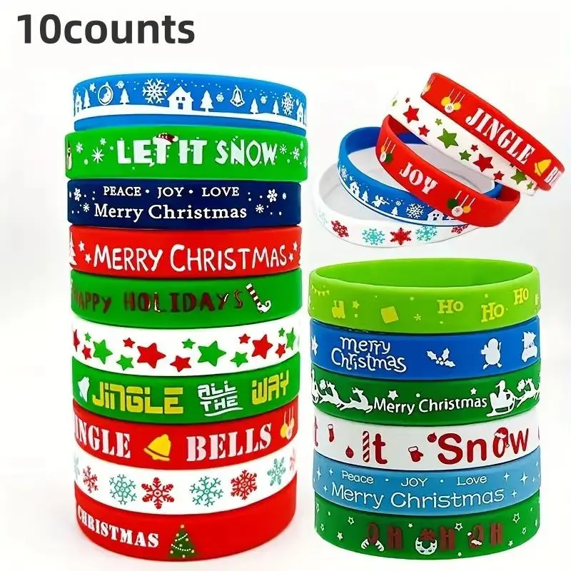 Christmas Silicone Bracelet Set, Cute Rubber Band Party Gift, Wholesale Student Christmas Gifts, Holiday Accessories