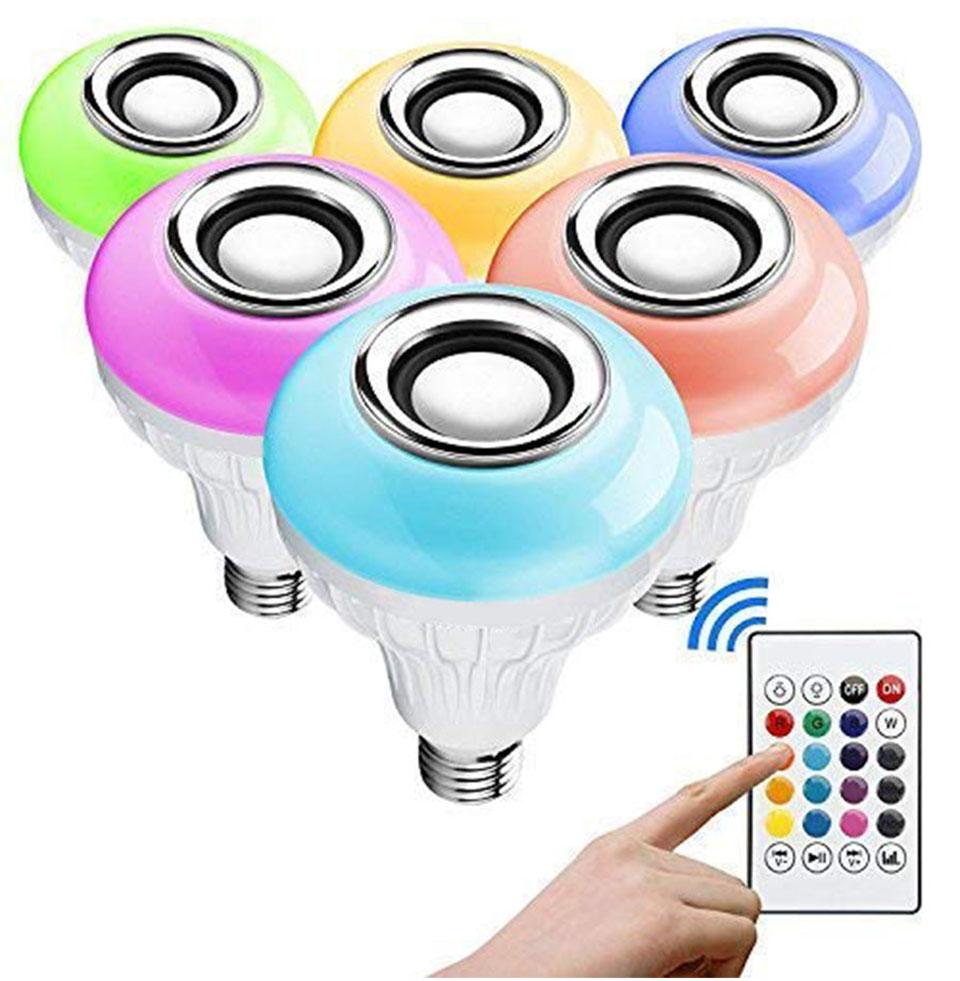 crystal-clear sound gadget finds 85-265V 12W E27 LED Light Bulb    Music Remote Control Color Changing RGB Lamp for Bedroom Party Decor cool Bluetooth Alexa Smart Speaker with Deep