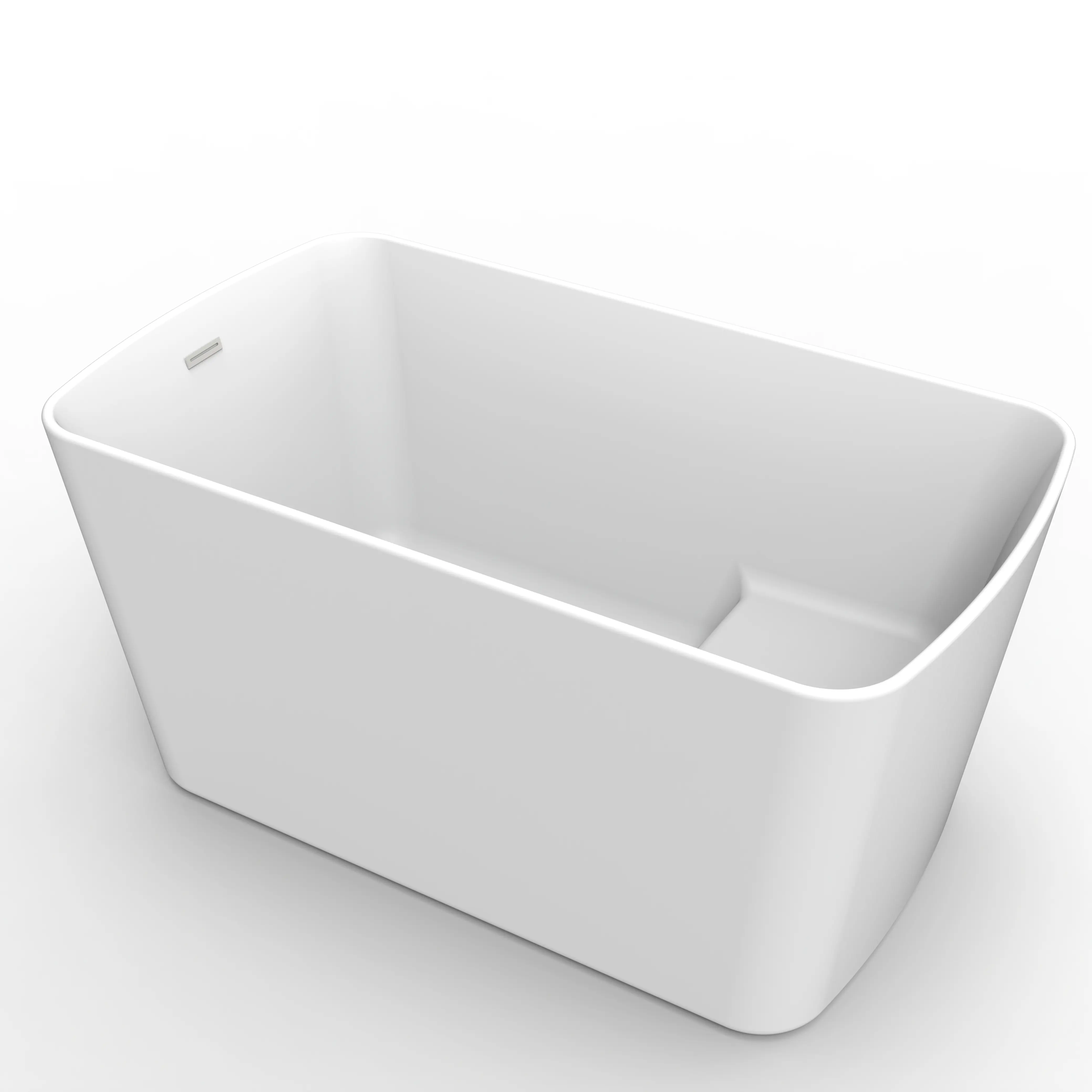 Acrylic Freestanding Bathtub - Japanese Square Soaking Tub with Built-in Seat, Toe-Tap Drain & Overflow