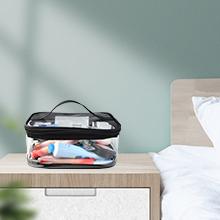 2 Pack Portable Clear Makeup Bag Zipper Waterproof Cosmetics Bag Transparent Travel Storage Carry Pouch PVC Zippered Toiletry Bag Organizers With Handle for Vacation Travel, Bathroom