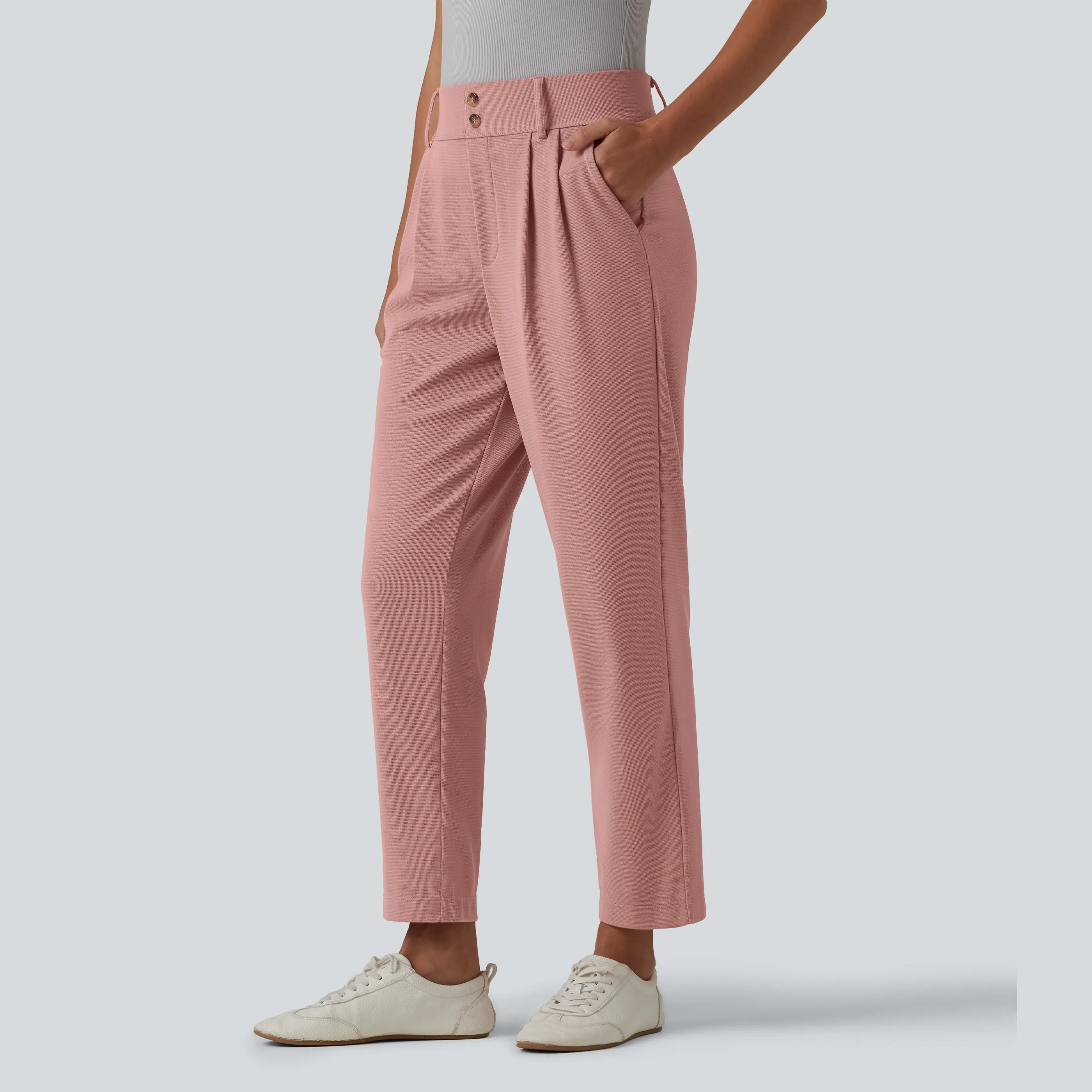 Halara Flex™ High Waisted Tapered Waffle Work Pants with Pockets Halara Flex™ High Waisted Tapered Waffle Work Pants with Pockets