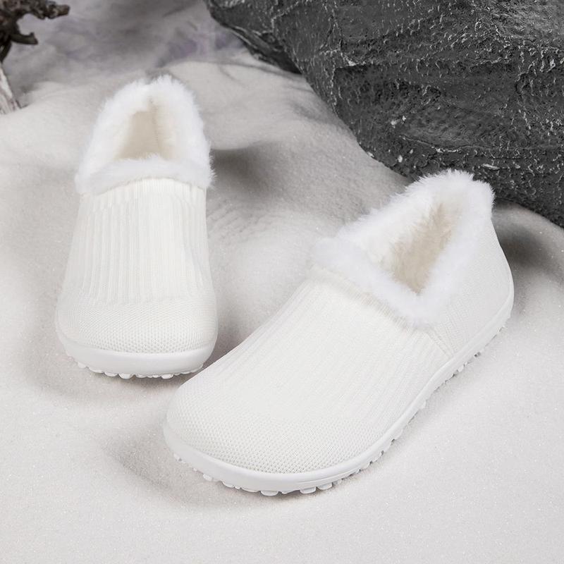 Women's Winter Cotton Slip-On Flats Ultra-Lightweight Breathable Zero Drop Anti-Slip Sole Casual Fashion Comfortable All-Season Sneakers