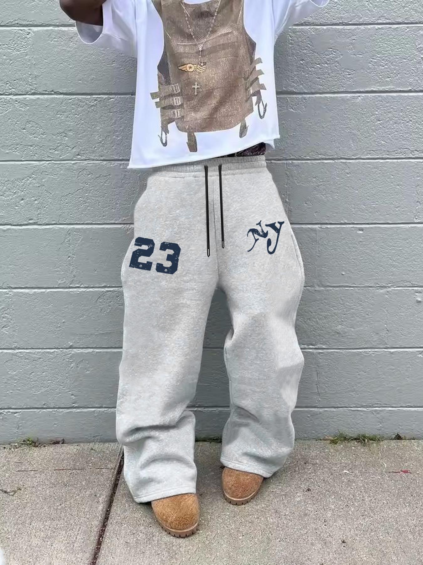 Men's Fashion Casual Relaxed Fit Solid Color Straight Wide-Leg Lightweight Sweatpants, Comfortable Pants for Summer Daily Wear