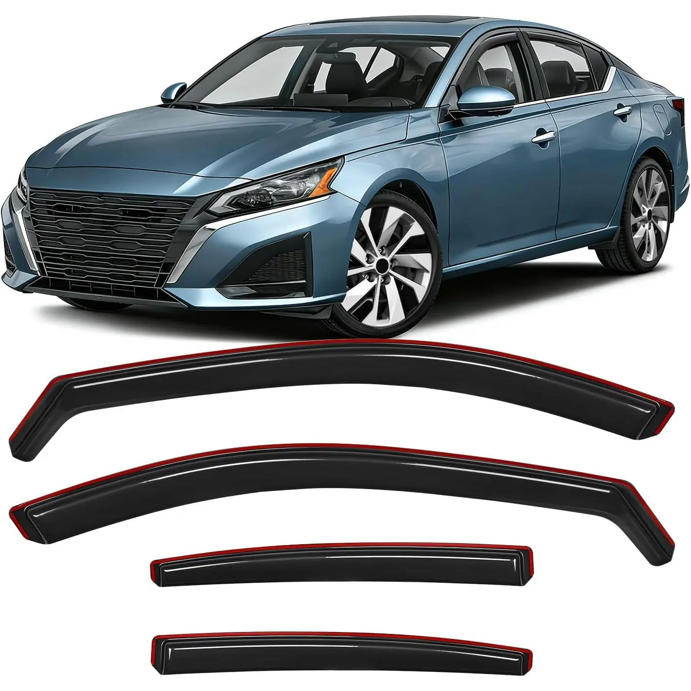 Nilight In-Channel Rain Guards 4-Piece Set for Nissan Altima 2019-2026, Smoke Tinted Shatterproof Acrylic Vent Visors, Easy Install, All-Weather Use, Odor Control, Wind Noise Reduction