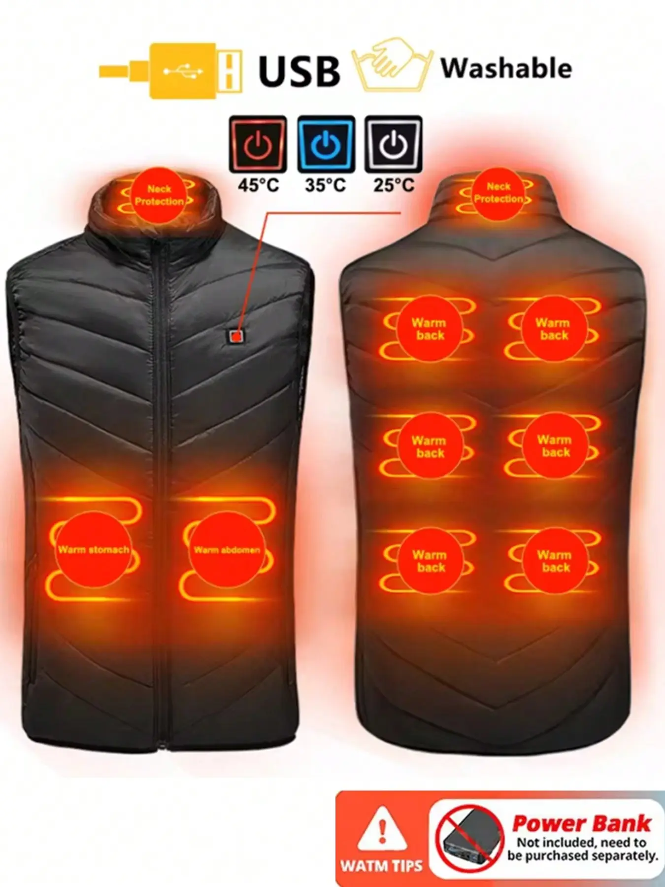 Heating vest intelligent temperature control charging heating vest men's winter warm electric vest
