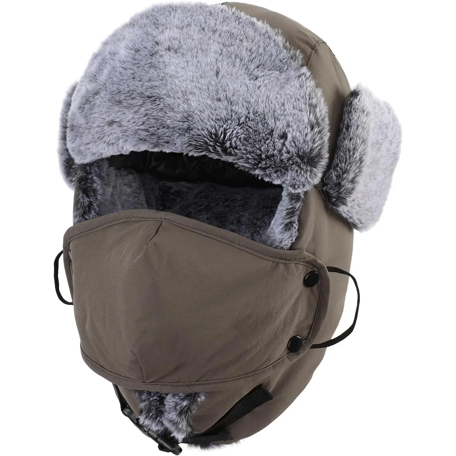 Faux Fur Winter Trapper Hat for Men Women with Ear Flaps Waterproof Ushanka Trooper Hunting Hat(Gift)