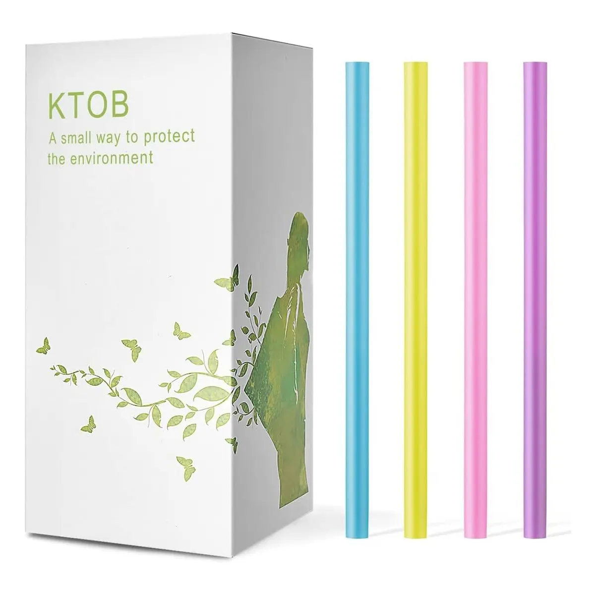Compostable Jumbo Smoothie Straws (100 Count) - 0.4 in Wide x 8.25 in Long, Plastic-Free Biodegradable Disposable Plant-Based Eco-Friendly Drinking Straws for Home & Party Disposable Tableware