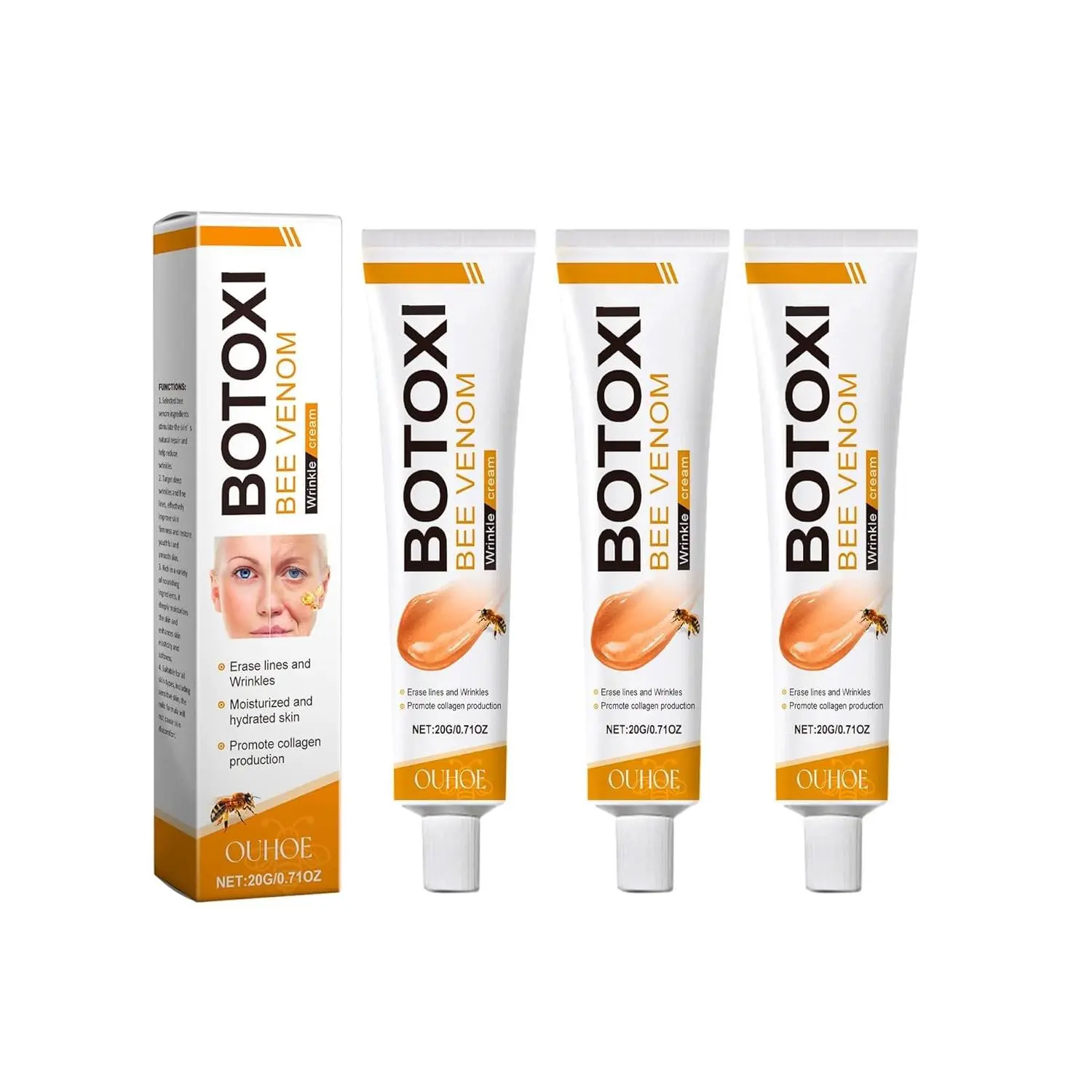 BotoxCream – BotoxBee Venom Skin Treatment Cream, Anti-Aging, Firming, Lifting, and Moisturizing Skin Cream for All Skin Types – Recovery and Anti-Wrinkle Care (yellow)