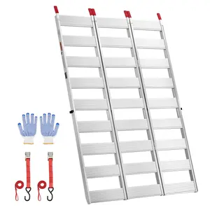 VEVOR Aluminum Trailer Ramps, 76 x 50 in Tri-Folding Truck Ramps with Straps & Non-Slip Rubber Fingers, 1500LBS Capacity ATV Loading Ramps for Pickup Trucks, Motorcycles, Lawn Mowers, Tractors, Carts