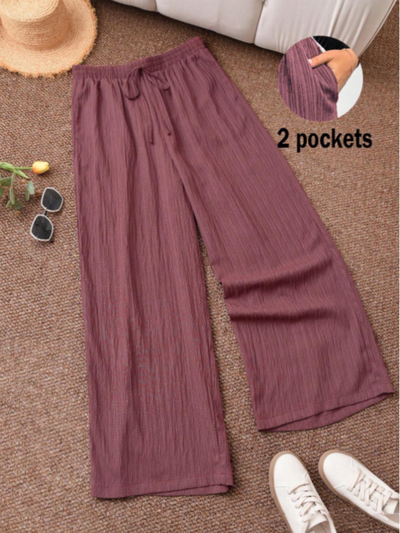 Women's Solid Color Wide Leg Pants, Casual Comfy Trousers for Daily Wear, Ladies Bottoms for All Seasons, Casual Fashion Pants
