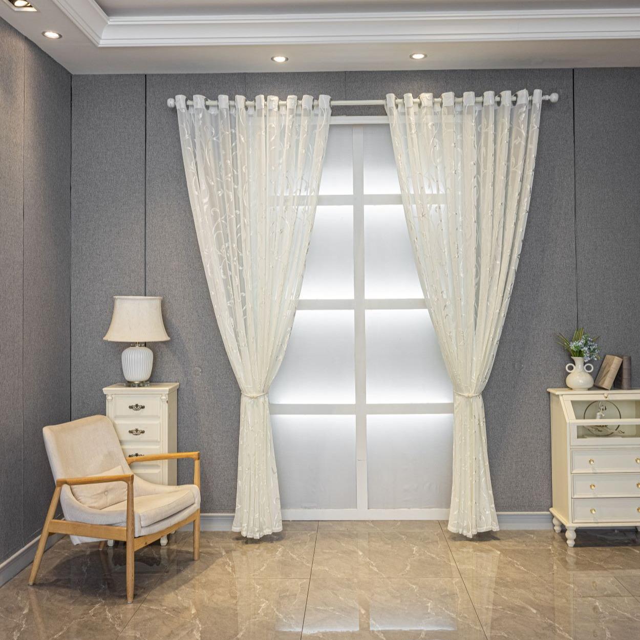 Solid Color Hollow Out Curtain, Modern Simple Luxury Curtain, Home Decoration Curtain, Window Screening for Balcony, Bedroom, Living Room and Office