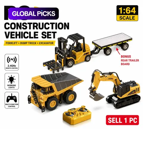 1:64 RC Forklift Toy with Adjustable Mast and Crane, Switchable Between Forklift and Crane, Mobile APP Control, RC Controlled for Kids 6 Years Plus #GLOBAL PICKS