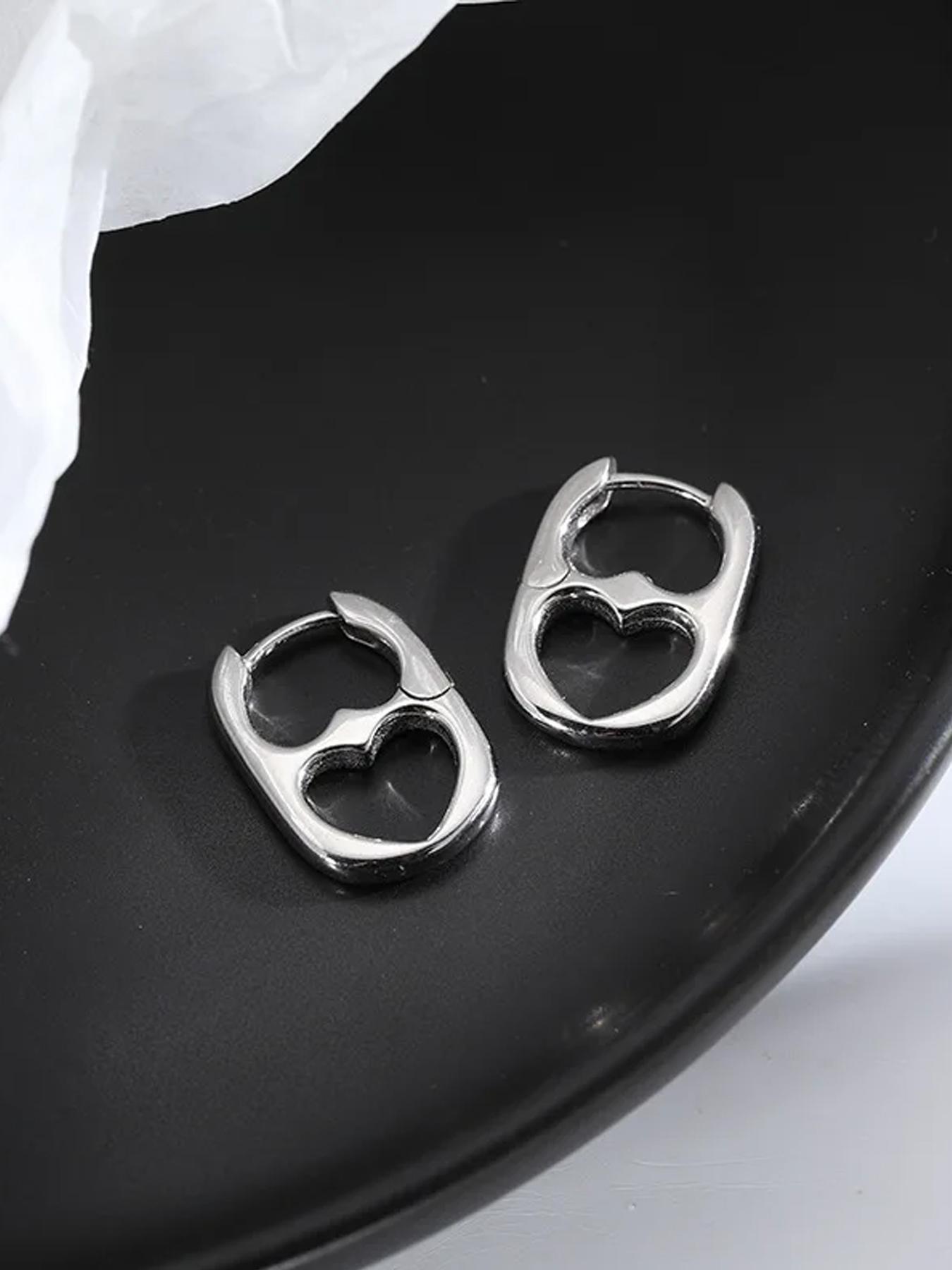 Simple Fashion Heart Shaped Hoop Earrings, Elegant Minimalist Earrings, Fashion Jewelry for Party, Daily Clothing Decor, Trendy All-match & Exquisite Jewelry for Birthday Gift, Heart Design Earrings