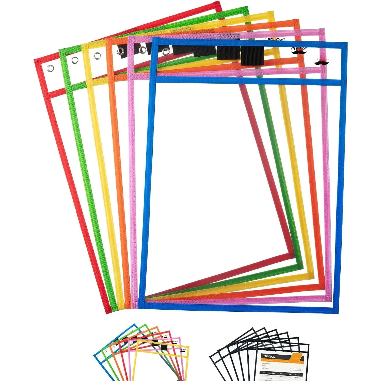 -  Dry Erase Pocket Sleeves, 10" x 14", 6 Pack, Colorful | Clear Plastic Paper Sleeves, Ticket Holders, Clear Plastic Sheet Protectors, Teacher, School, Classroom Supplies