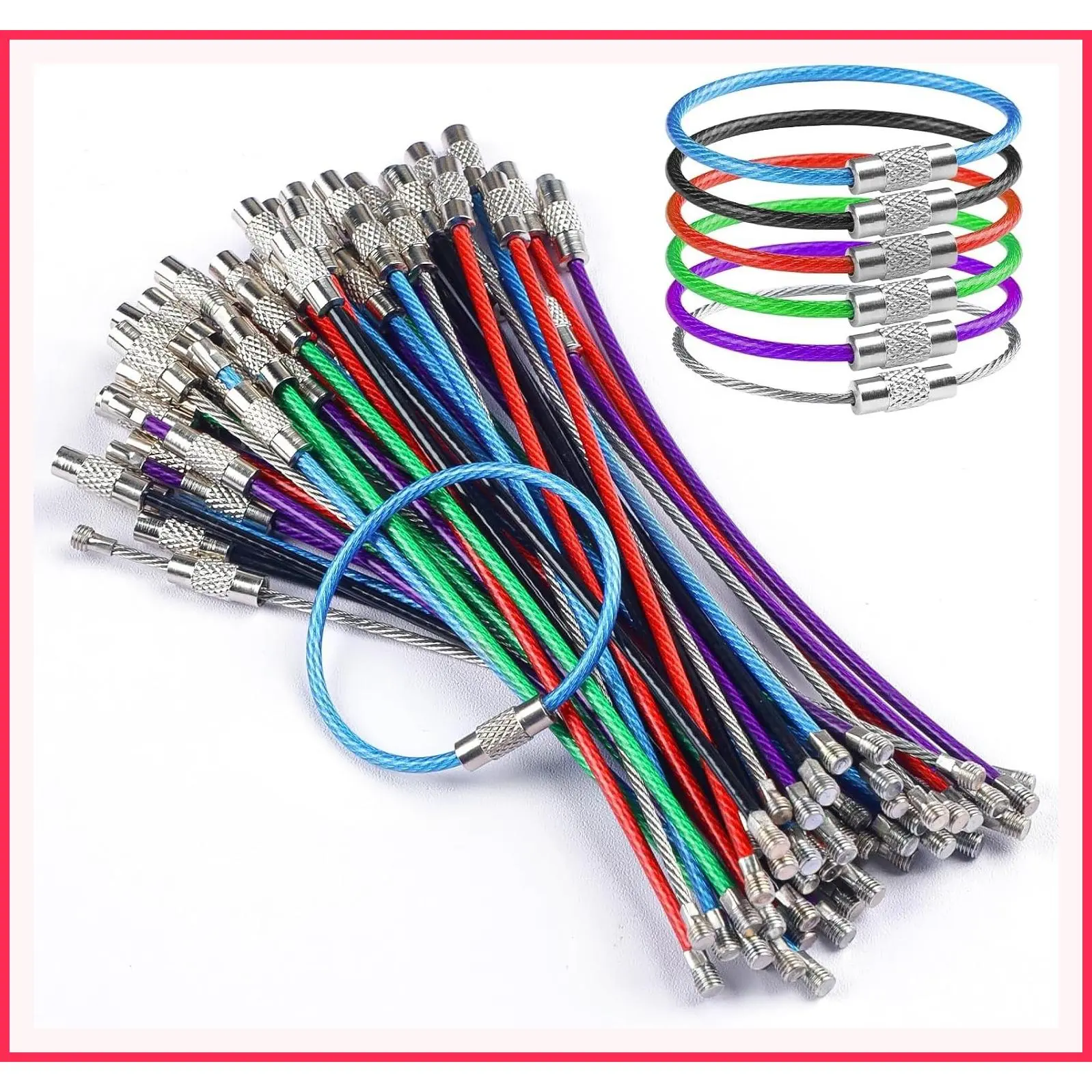 Heavy Duty Stainless Steel Wire Keychain Cable Key Ring, 4 Inch