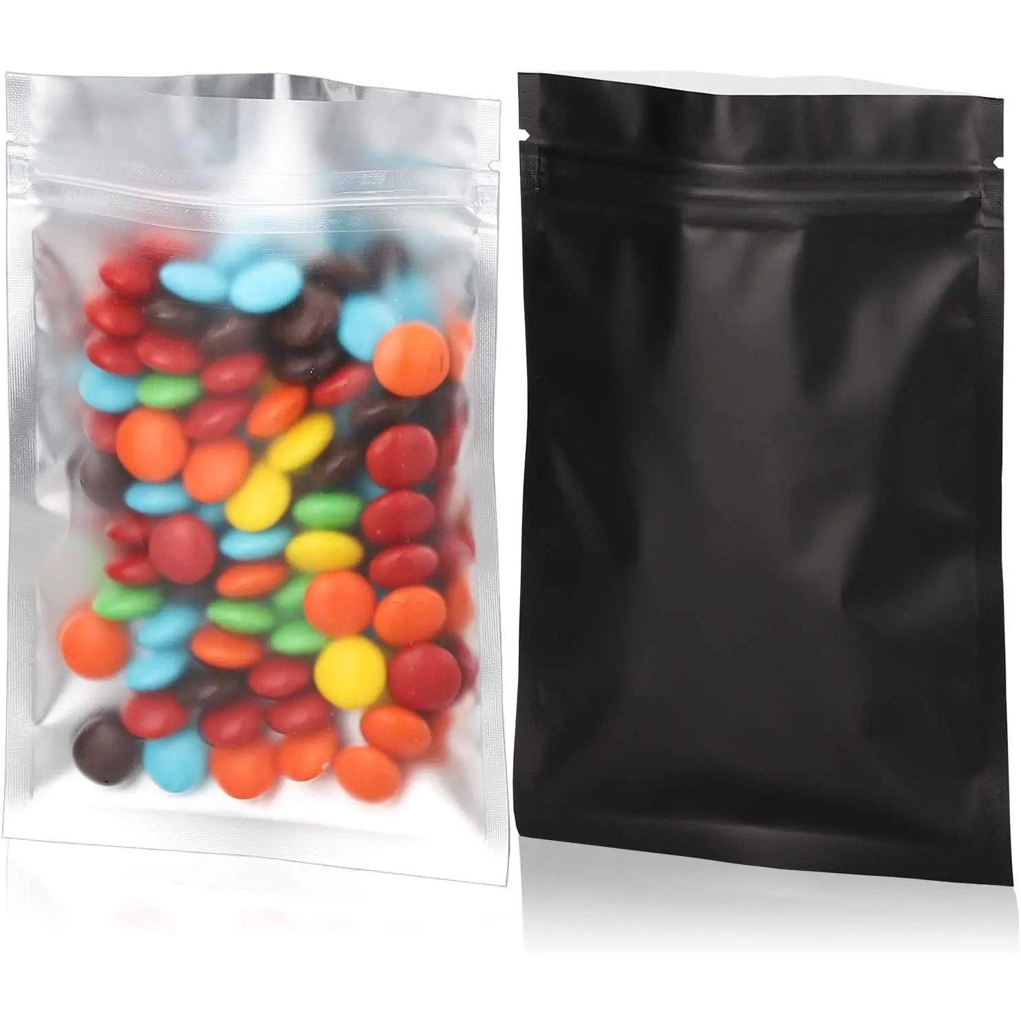 100 count 4"X 6" Smell Proof Resealable Mylar Bags Front Matte Clear  Matte Black  Storage Foil Pouch Zipper lock Bag