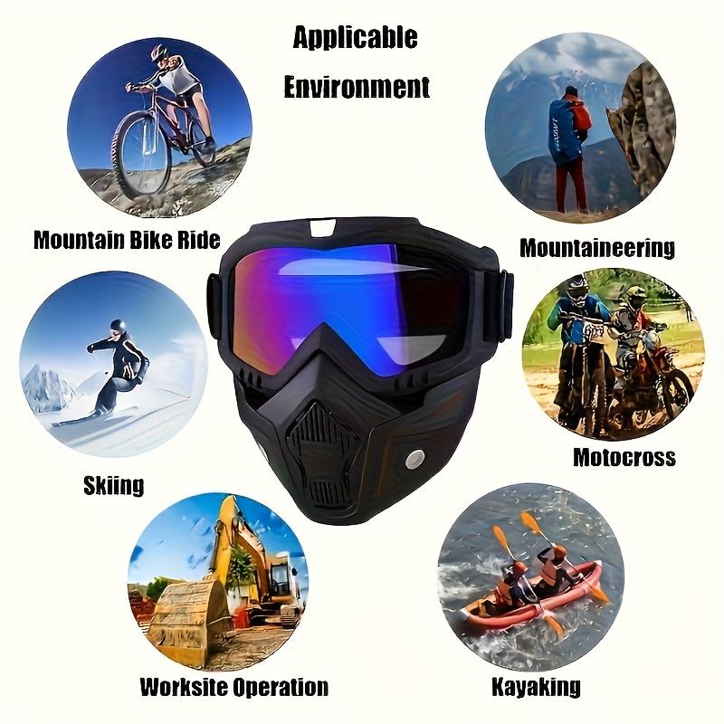 A Full-face Goggle with Anti-fog High-definition Lenses, a Detachable and Adjustable Ski Mask, and a Comfortable Sponge Pad - Made of Plastic. A Full-face Goggle with Anti-fog High-definition Lenses, a Detachable and Adjustable Ski Mask, and a Comfortable Sponge Pad - Made of Plastic.