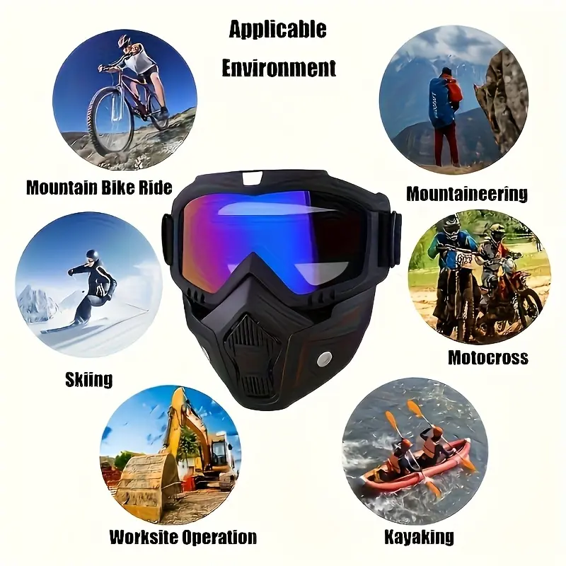 A Full-face Goggle with Anti-fog High-definition Lenses, a Detachable and Adjustable Ski Mask, and a Comfortable Handyman mask Sponge Pad - Made of Plastic Yard Work