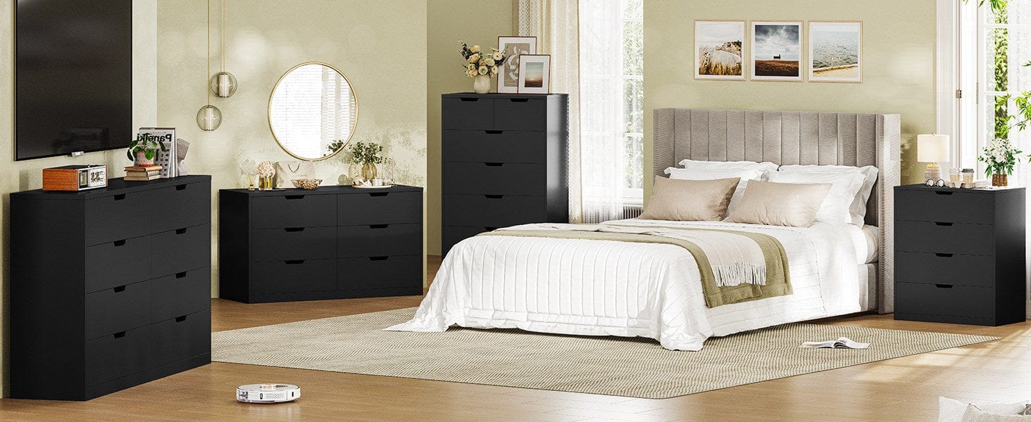 Sikaic 8 Drawers Dresser with Large Capacity Black Storage Cabinet Chest Storage Design Furniture