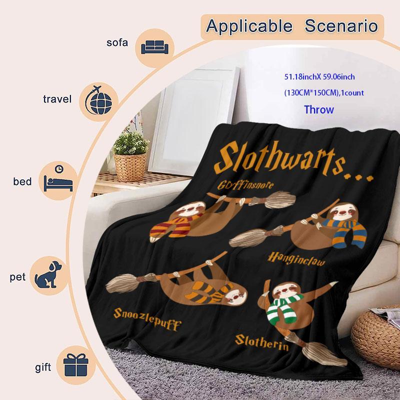 Cartoon Sloth Pattern Blanket, 1 Count Soft Warm Throw Blanket, Air-conditioned Room Blanket, Warm Nap Blanket for Home Office Travel, Cozy Throw Blanket, Soft Fluffy Blanket