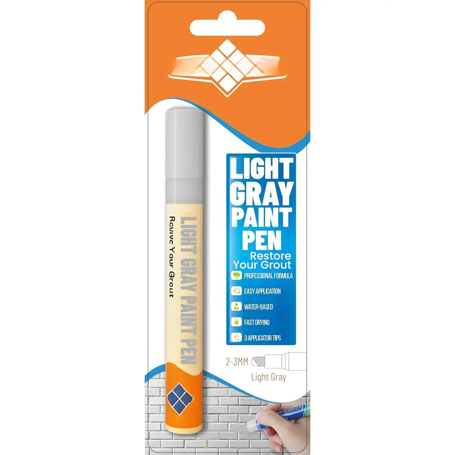 Grout Pen – Light Gray - Tile Grout  & Repair Pen for Bathroom & Kitchen,  Grout  Up Marker, Restore & Recolor Grout Lines (Single Pack)