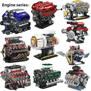 V12 supercar engine building block model racing car desktop decorative toy, movable connecting rod cylinder mechanical component kit, adult high-difficulty craft engine display decoration, suitable for car enthusiasts to give as a gift, DIY Model Kit